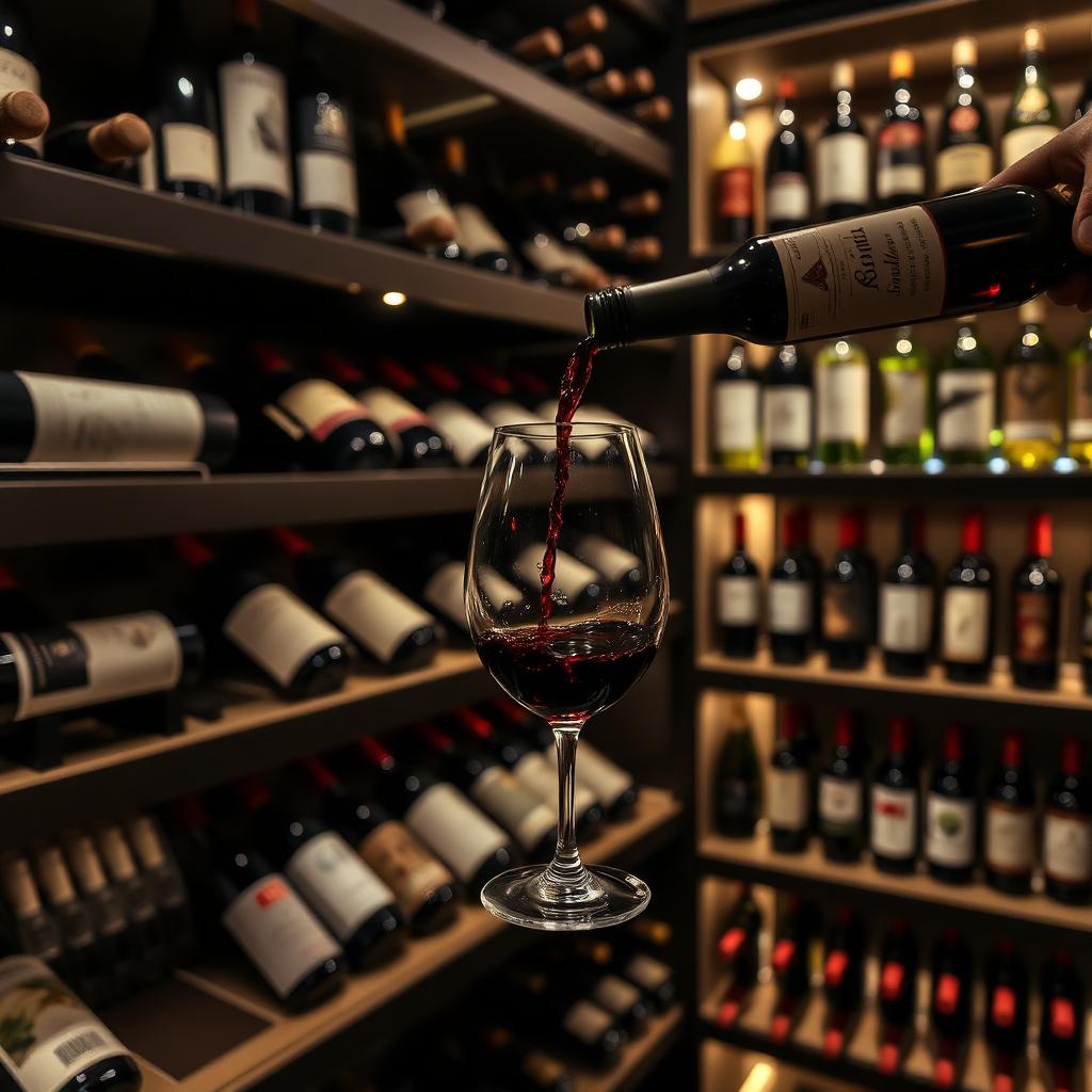 Adega com seleção de vinhos finos importados
